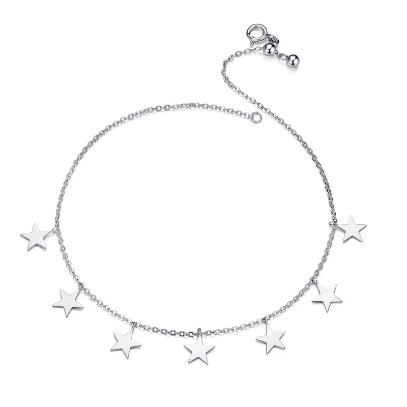 Silver Beads Anklets 925 Sterling Silver Geometric Minimalist Summer Fashion Foot Jewelry Bracelet for Ankle SCT011