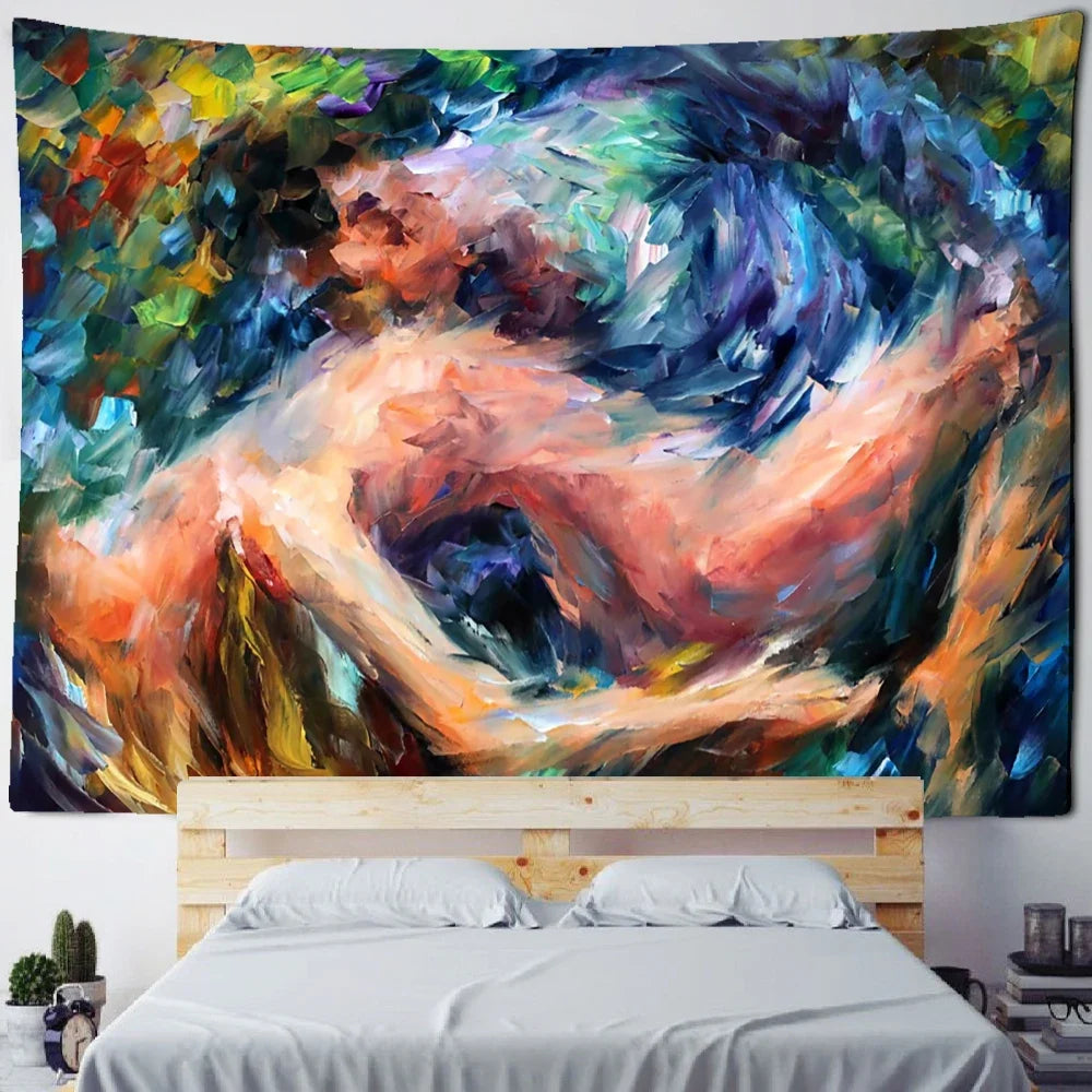 Body Oil Painting Tapestry Wall Hanging Psychedelic Witchcraft Art Bohemian TV Background Cloth Home Decor