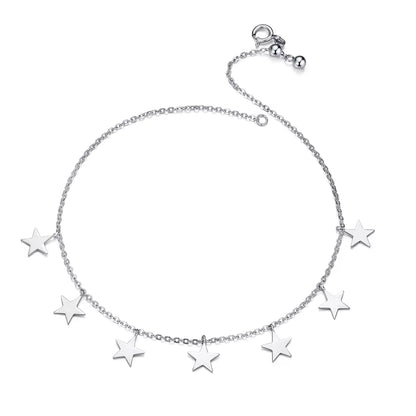 Silver Beads Anklets 925 Sterling Silver Geometric Minimalist Summer Fashion Foot Jewelry Bracelet for Ankle SCT011