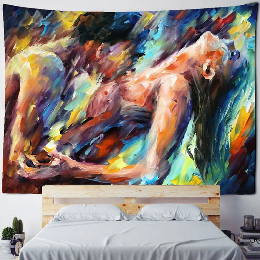 Body Oil Painting Tapestry Wall Hanging Psychedelic Witchcraft Art Bohemian TV Background Cloth Home Decor