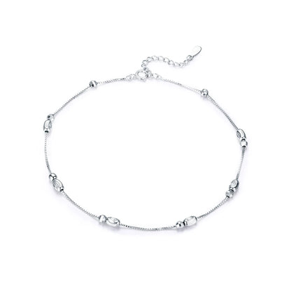 Silver Beads Anklets 925 Sterling Silver Geometric Minimalist Summer Fashion Foot Jewelry Bracelet for Ankle SCT011