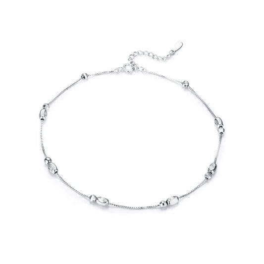 Silver Beads Anklets 925 Sterling Silver Geometric Minimalist Summer Fashion Foot Jewelry Bracelet for Ankle SCT011