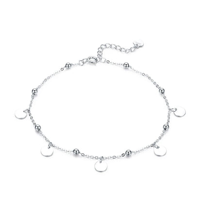 Silver Beads Anklets 925 Sterling Silver Geometric Minimalist Summer Fashion Foot Jewelry Bracelet for Ankle SCT011